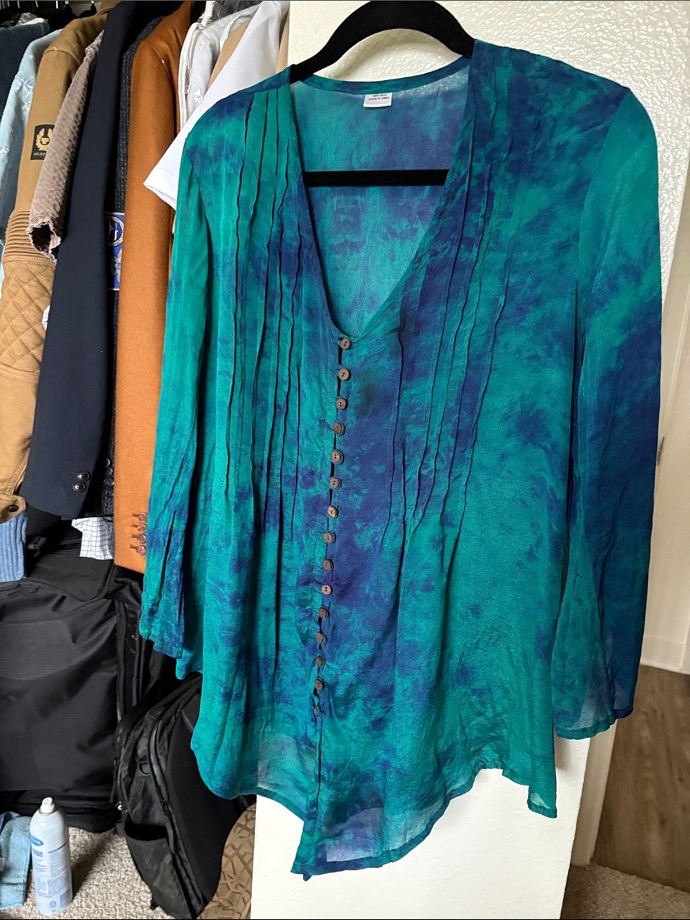 Women's Teal & Blue Button-Front Blouse